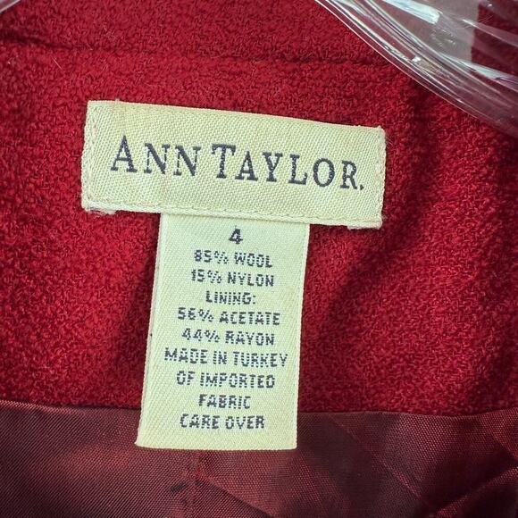 Ann Taylor Women's Red Wool Button Up Long Sleeve Jacket Size 4 - Picture 7 of 10